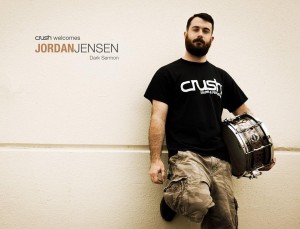 Jordan Jensen in a promo photo for Crush Drums and Percussion. Photo taken by Jordan Hughes, the social media director for Crush Drums and Percussion.