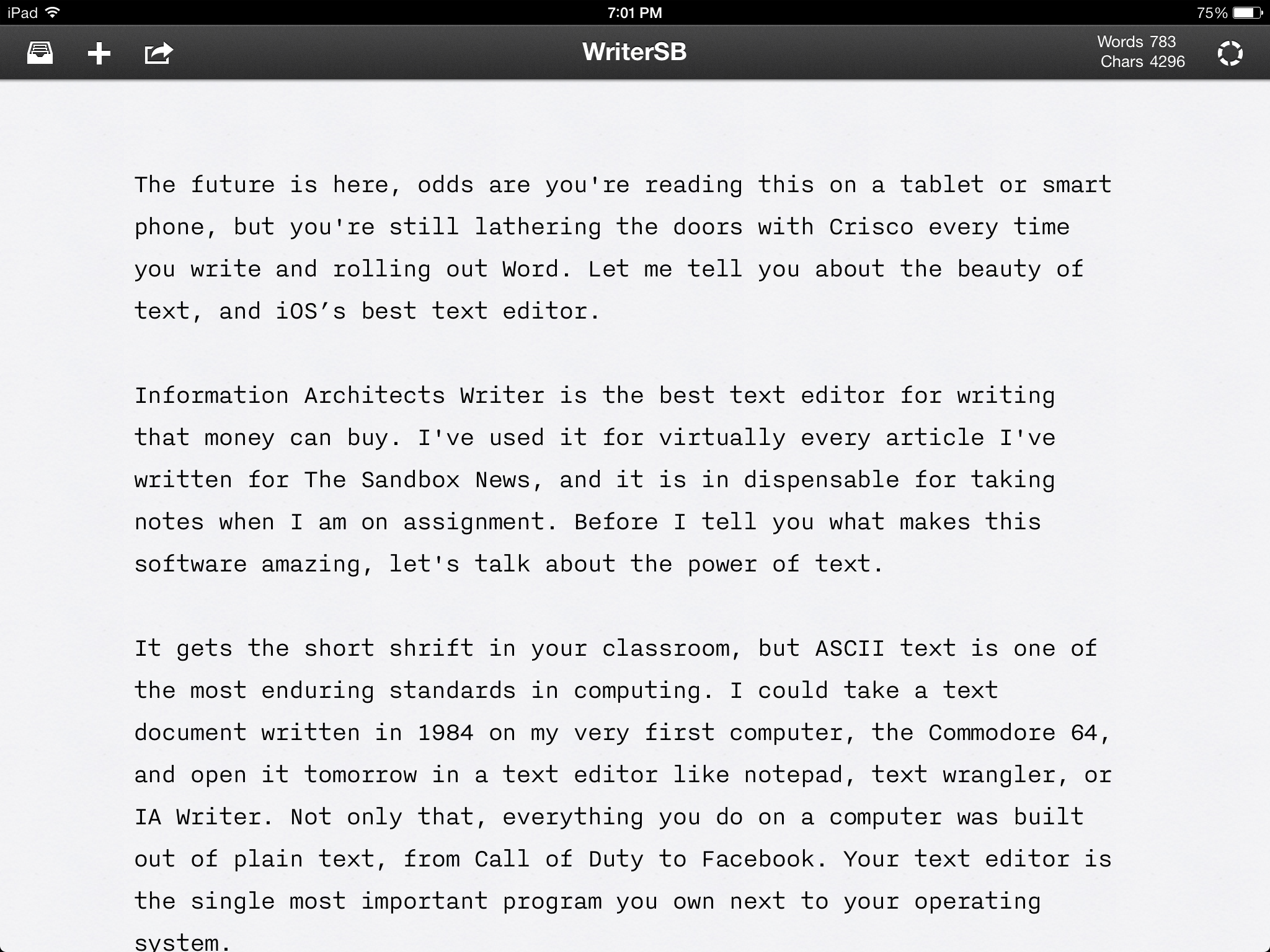 IA Writer Screenshot