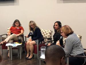 Panel, from left to right Dr. Maria Sgambati, Gayle Gudeah, Dr. Uruena-Agnes, Moderator Lisa Vanover